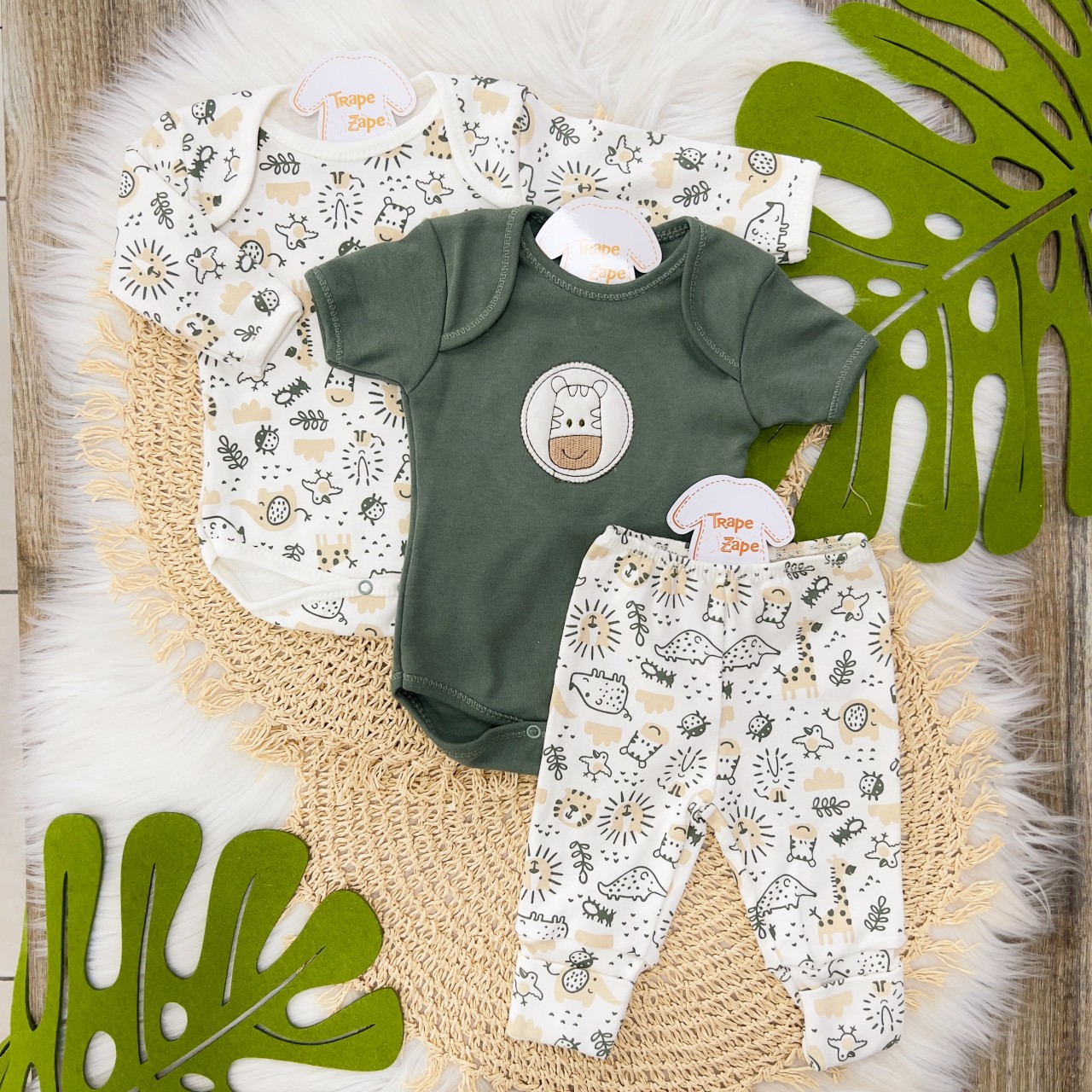 CONJ. DE MALHA 3 PEÇAS - Zebra - Verde Musgo